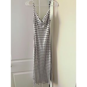 White and black polka dot midi dress